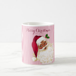 Taza De Café Black Santa Claus Cranberry Stripe Coffee Mug