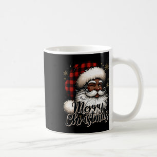 Taza De Café Black-santa Claus Merry Christmas Plaid Festive