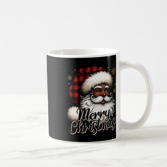 Taza De Café Black-santa Claus Merry Christmas Plaid Festive (Derecha)