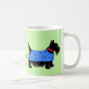 Taza De Café Black Scottie Perro Blue Coat Name Personalize Gre