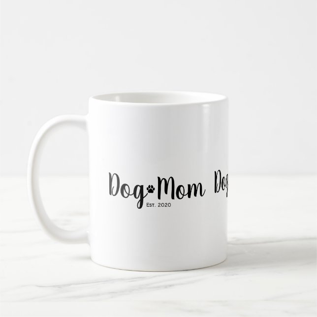 Taza De Café Black Script Established Dog Mom  (Izquierda)