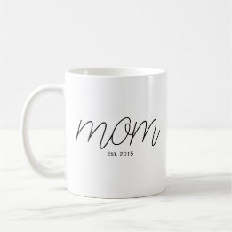 Taza De Café Black Script Established Mom 