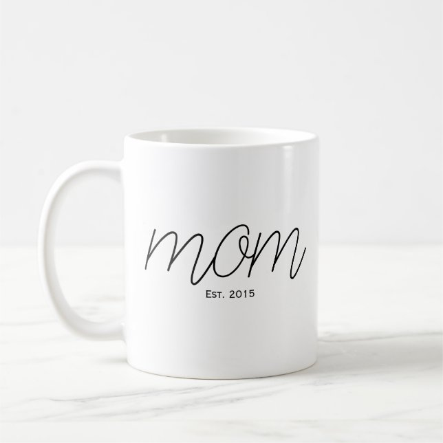 Taza De Café Black Script Established Mom  (Izquierda)