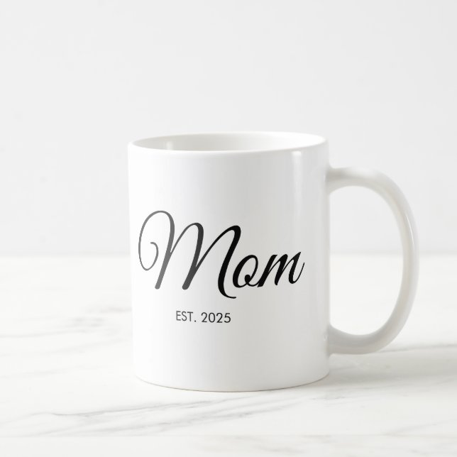 Taza De Café Black Script Mom Established New Mom Gift (Derecha)