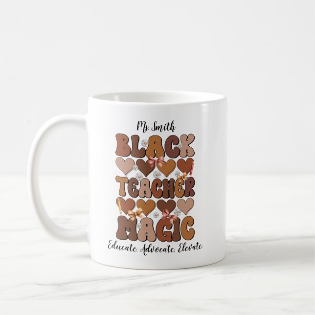 Taza De Café Black Teacher Magic Personalized Mug (Izquierda)