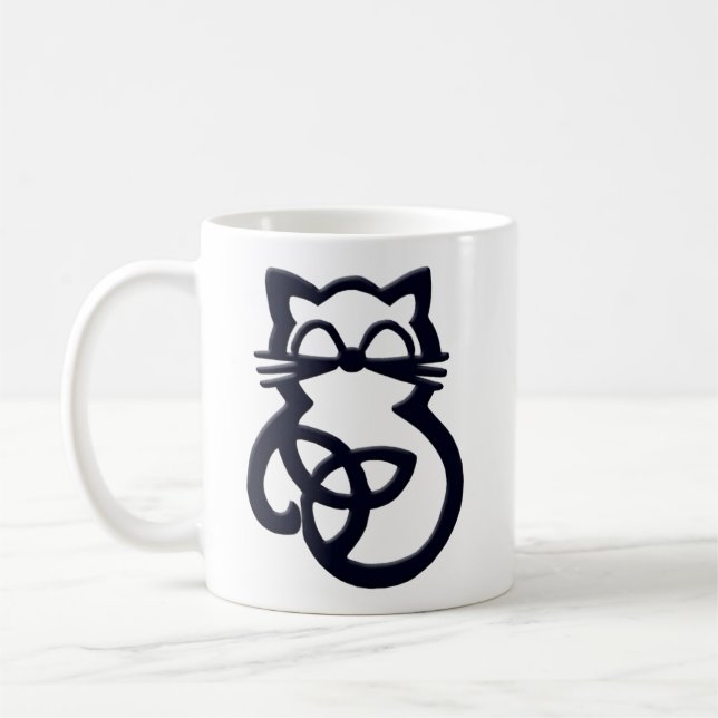 Taza De Café Black Trinity Knot Celtic Cat Mug (Izquierda)