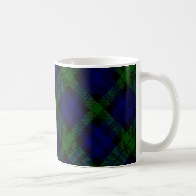 Taza De Café Black Watch Tartan Blue Green Plage (Derecha)