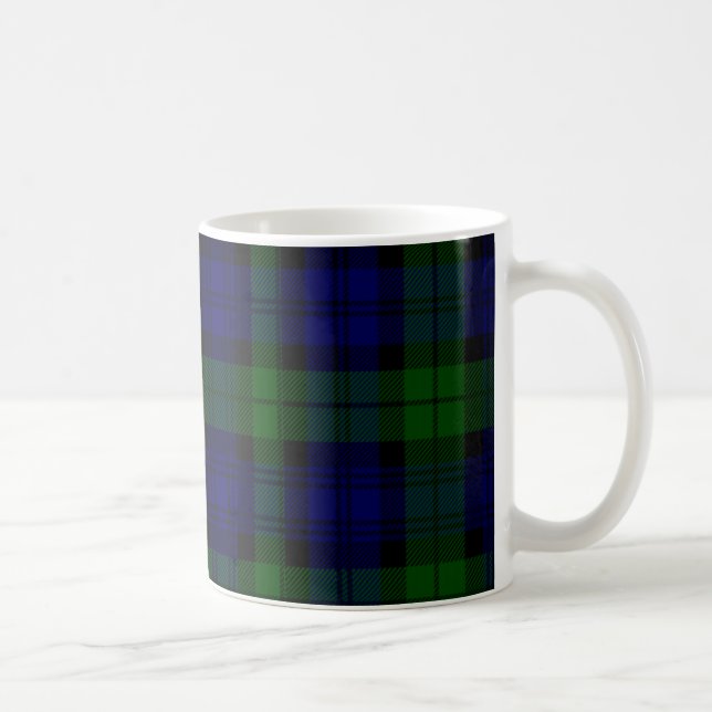 Taza De Café Black Watch Tartan Blue Green Plage (Derecha)
