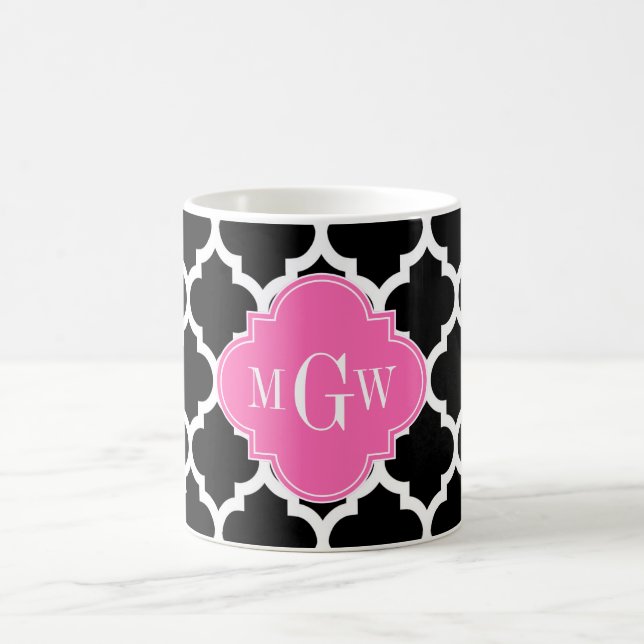 Taza De Café Black Whats Moroccan #5 Hot Pink #2 Name Monograma (Centro)