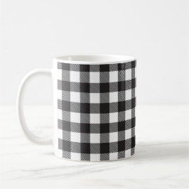 Taza De Café Black White Buffalo Gingham Check Plate Holiday