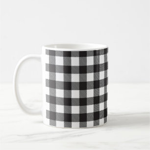 Taza De Café Black White Buffalo Gingham Check Plate Holiday