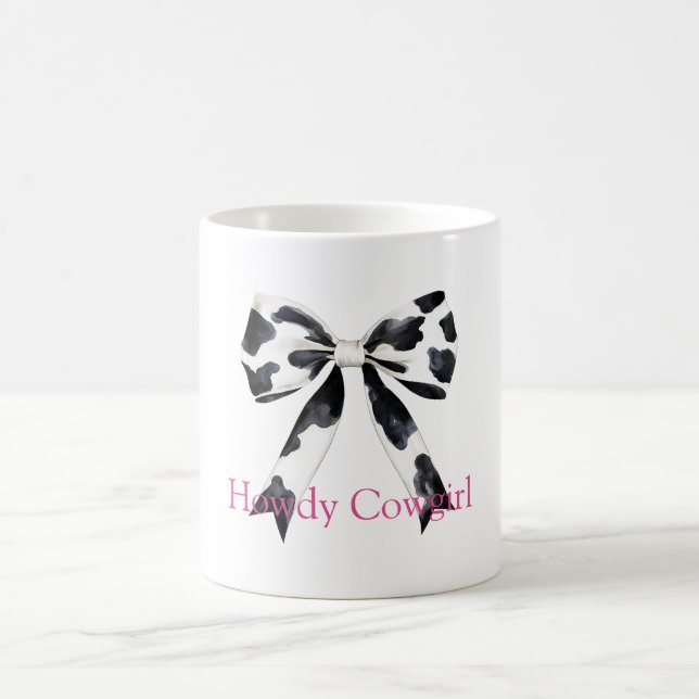 Taza De Café Black White Cow Print Bow (Centro)