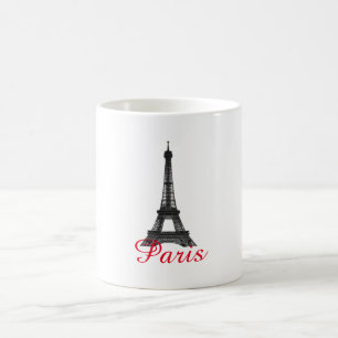 Taza De Café Black White Eiffel Tower Paris Love City Travel