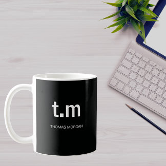 Taza De Café Black & White Elegant Minimal Monogram Coffee