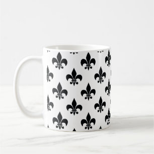 Taza De Café Black White Fleur-de-lis