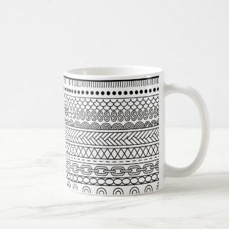 Taza De Café Black & White Geometric Border Sampler Pattern