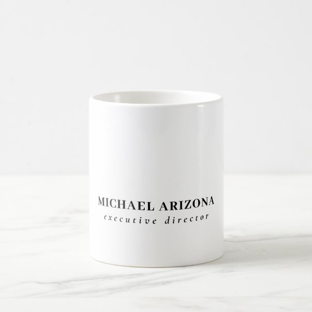 Taza De Café Black White Minimalist Simple Plain Own Name (Centro)