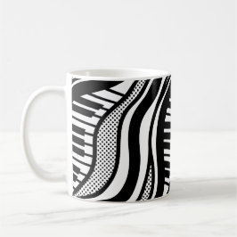 Taza De Café Black White Piano Polka Waves Musical