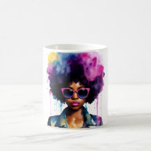 Black Woman Afro Rainbow Hair Gafas de sol Art