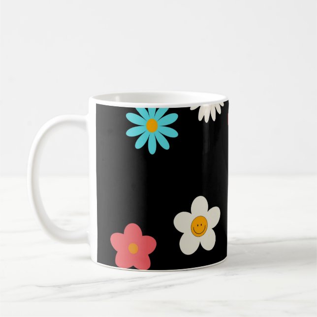 Taza De Café Black Y2K Wildflower Negrita Cocina de primavera r (Izquierda)