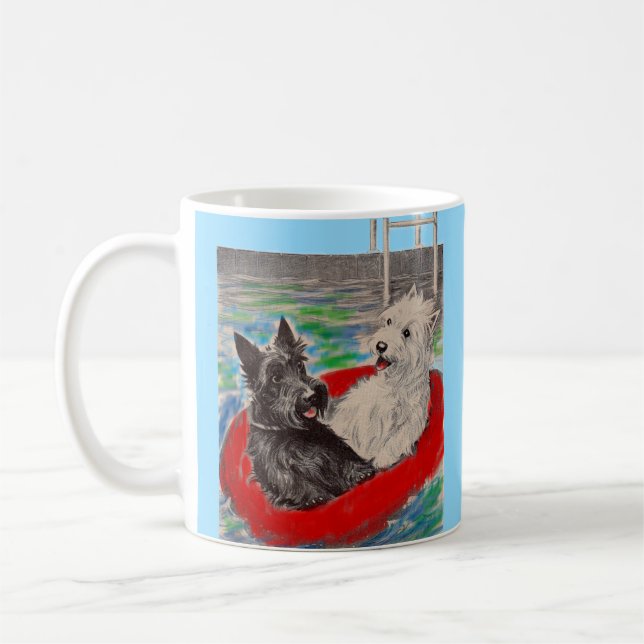 Taza De Café Blackie y Whitie en una balsa (Izquierda)