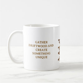 TAZA DE CAFÉ BLANCA CON TEMA DE MADERA FLOTANTE