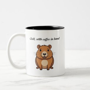 Taza de café blanca diseño capibara
