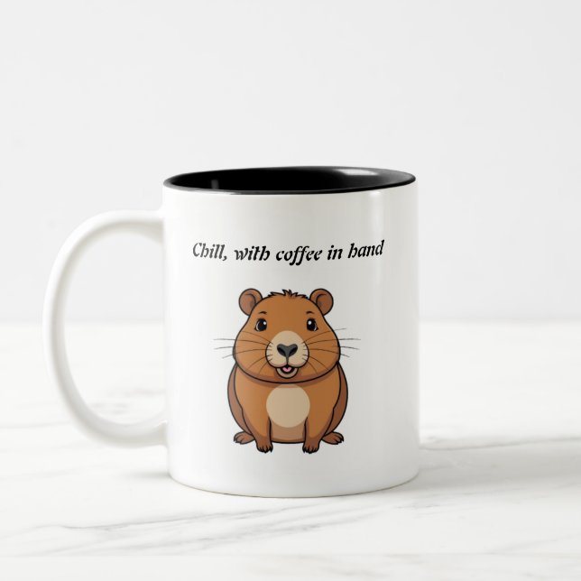 Taza de café blanca diseño capibara (Izquierda)