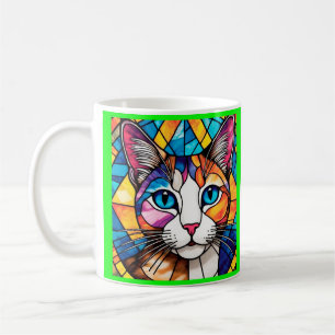 Taza de café blanca diseño de gato