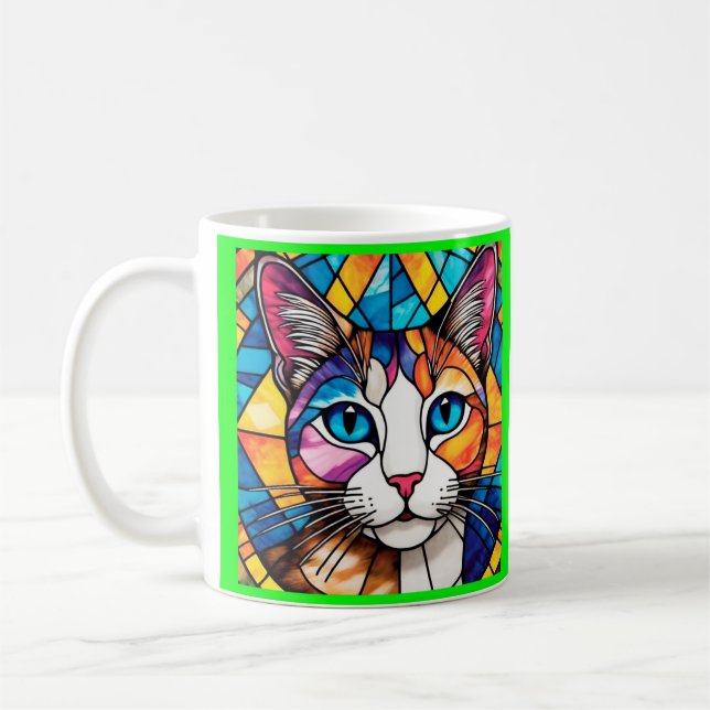 Taza de café blanca diseño de gato (Izquierda)