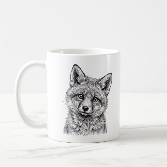 Taza de café blanca Fox Kit (Izquierda)