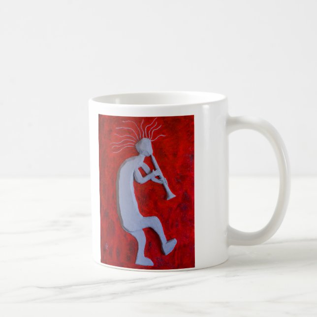 Taza de café blanca grande de Kokopelli (Derecha)