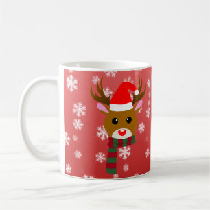 Taza De Café Blanca Navidad Rudolph el Reno de la Nariz Roja