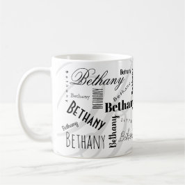 Taza de café blanca y negra con nombre personaliza