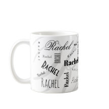 Taza de café blanca y negra con nombre personaliza