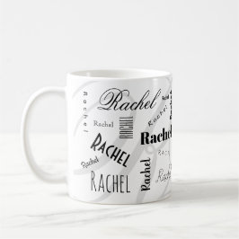 Taza de café blanca y negra con nombre personaliza