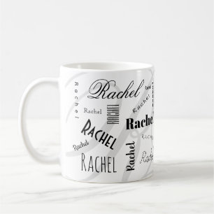 Taza de café blanca y negra con nombre personaliza