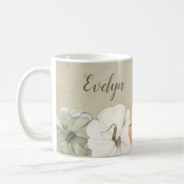 Taza De Café Blancas rusticas otoñales, calabazas Naranjas pers