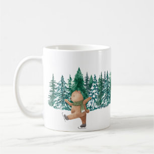 Taza De Café blanco acuarela verde envolvente bosque verde