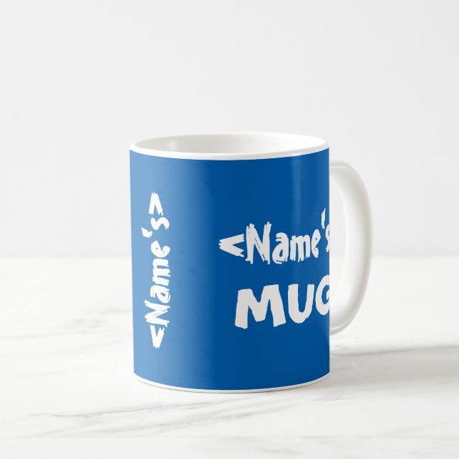 Taza De Café Blanco azul personalizado del trío conocido (Anverso derecho)