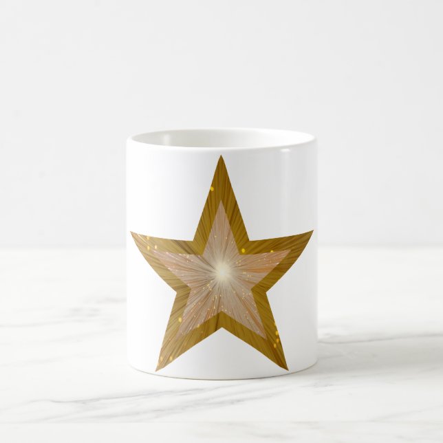 Taza De Café Blanco de dos tonos de estrella dorada (Centro)