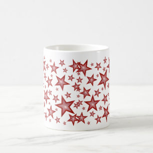 Taza De Café Blanco de la mugre de las Estrellas Rojas