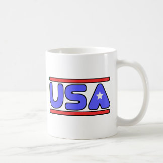 Taza De Café Blanco de los E.E.U.U. y azul rojos