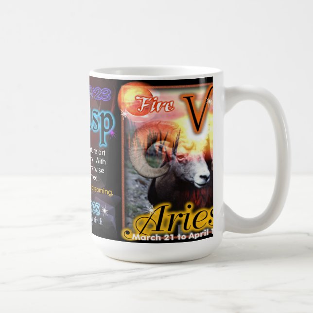 Taza De Café Blanco del zodiaco del cambio de signo del aries (Derecha)