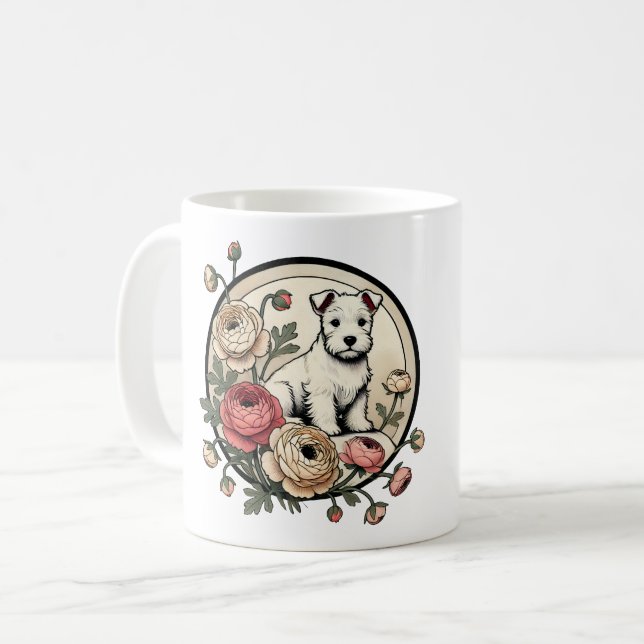 Taza De Café Blanco escocés de arte territorial (Anverso izquierdo)