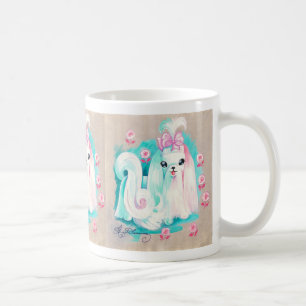 Taza De Café Blanco maltés lindo del perro de perrito