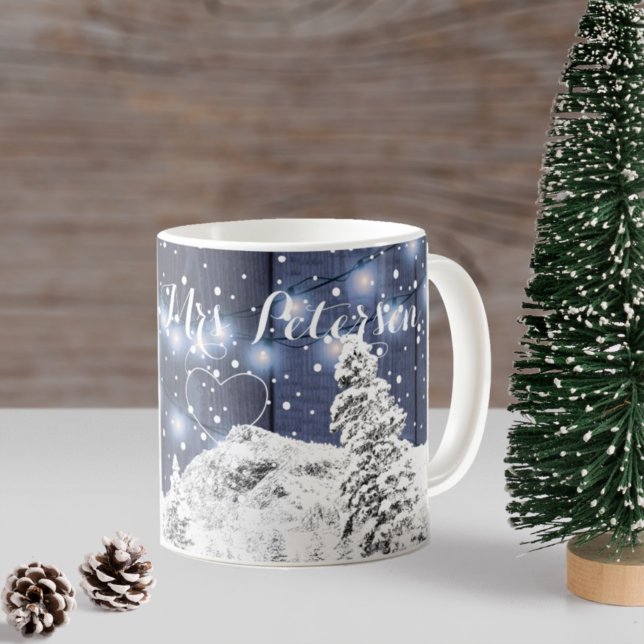 Taza De Café Blanco marino rústico de invierno monogramado de n (Subido por el creador)