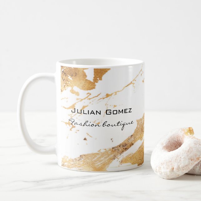 Taza De Café Blanco marrón dorado (Con donut)