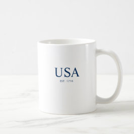 Taza De Café Blanco Moderno Azul EE. UU. Establecido en 1776