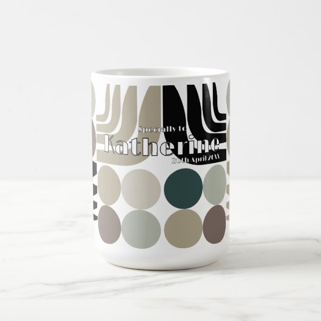 Taza De Café Blanco Negro Gris Bohemio (Centro)
